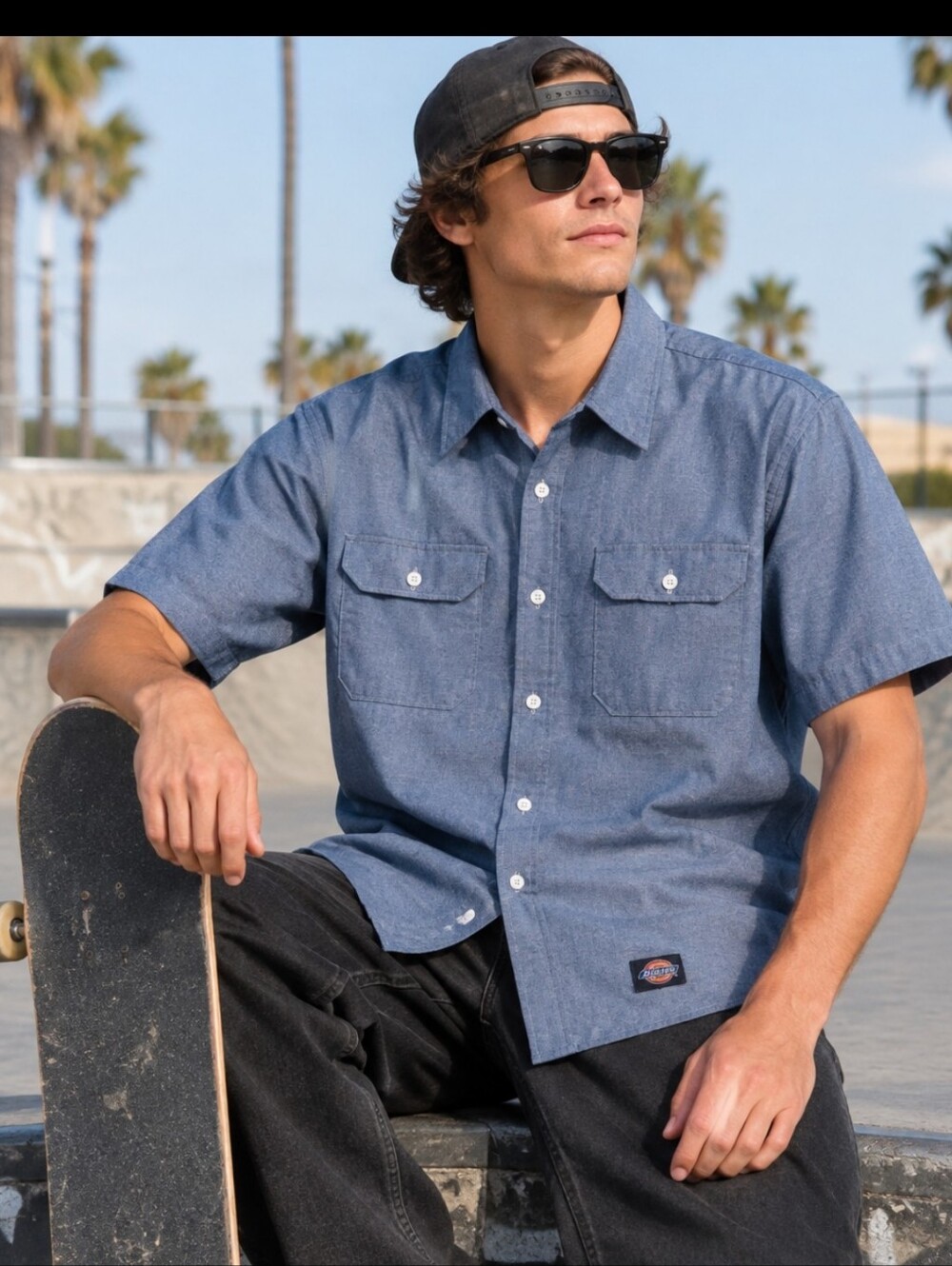 Dickies Vintage Mens Chambray Workwear Shirt Size XL